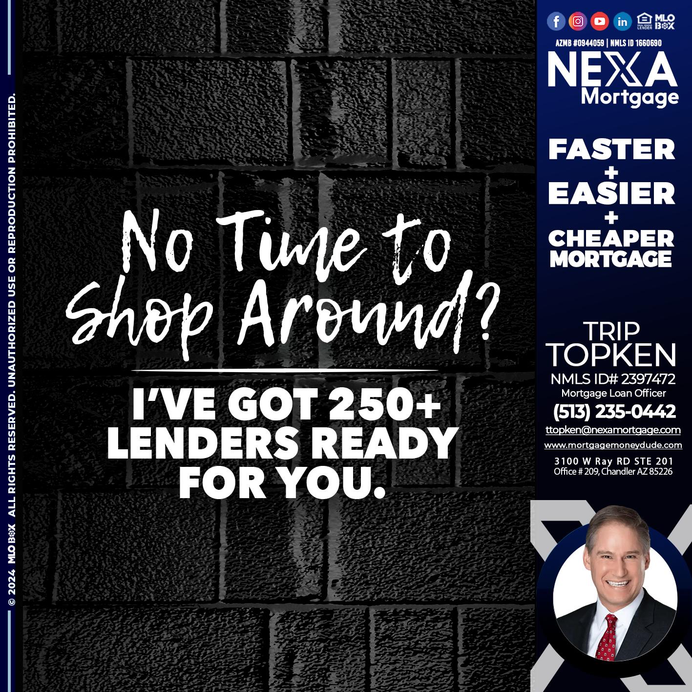 NI TIME TO SHOP AROUND - Trip Topken -Mortgage Loan Officer