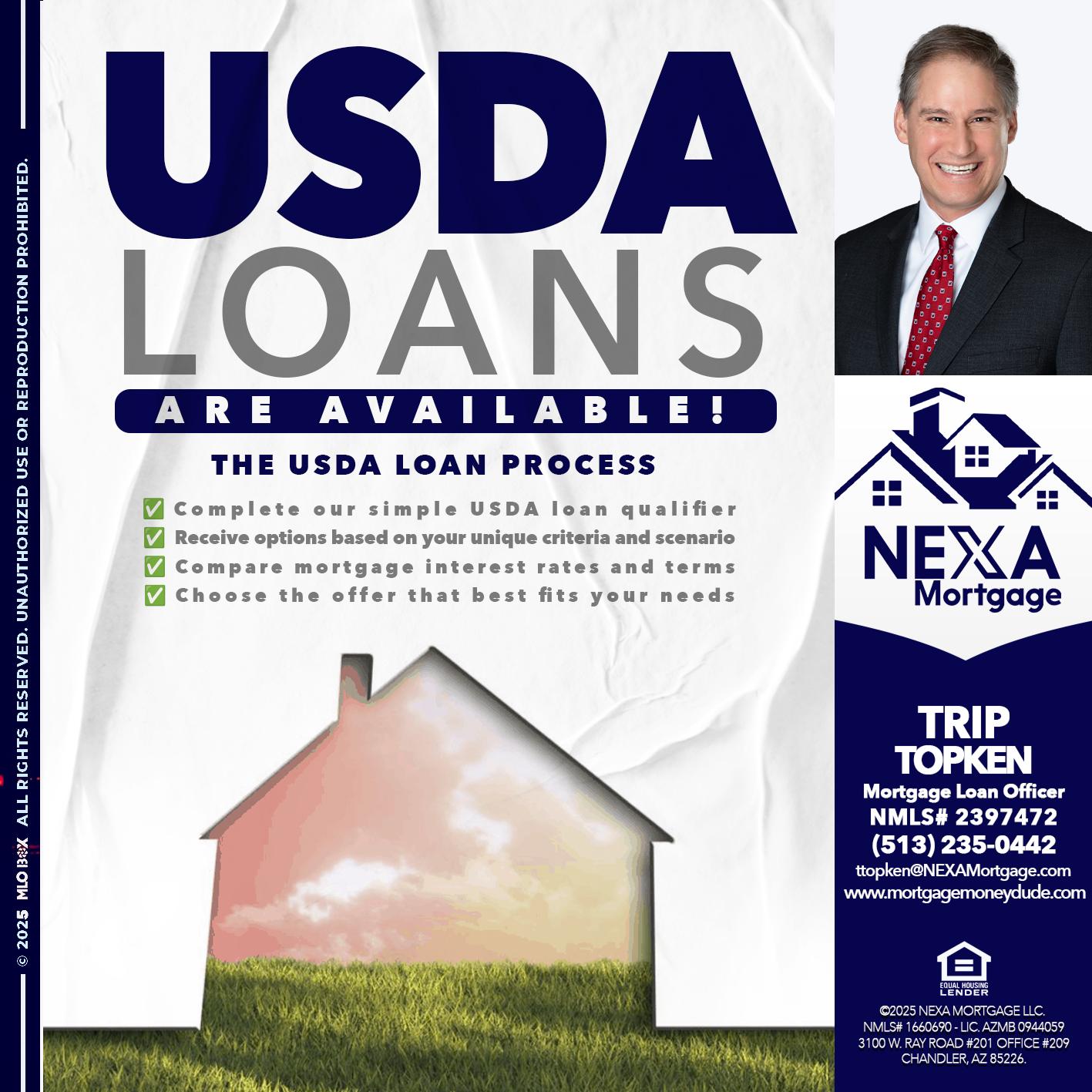 USDA LOANS - Trip Topken -Mortgage Loan Officer