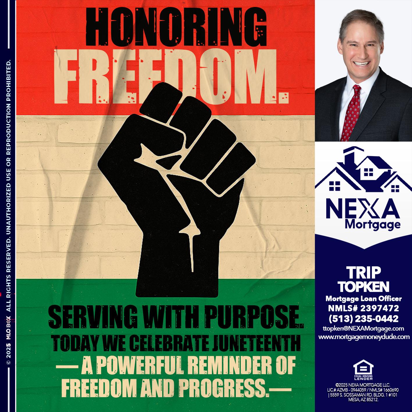 HONORING FREEDOM - Trip Topken -Mortgage Loan Officer
