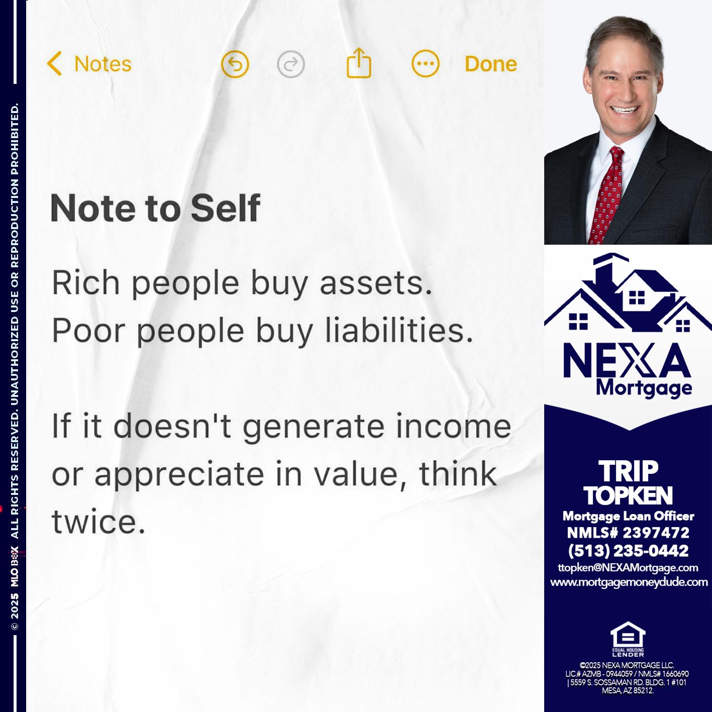 NOTE TO SELF - Trip Topken -Mortgage Loan Officer