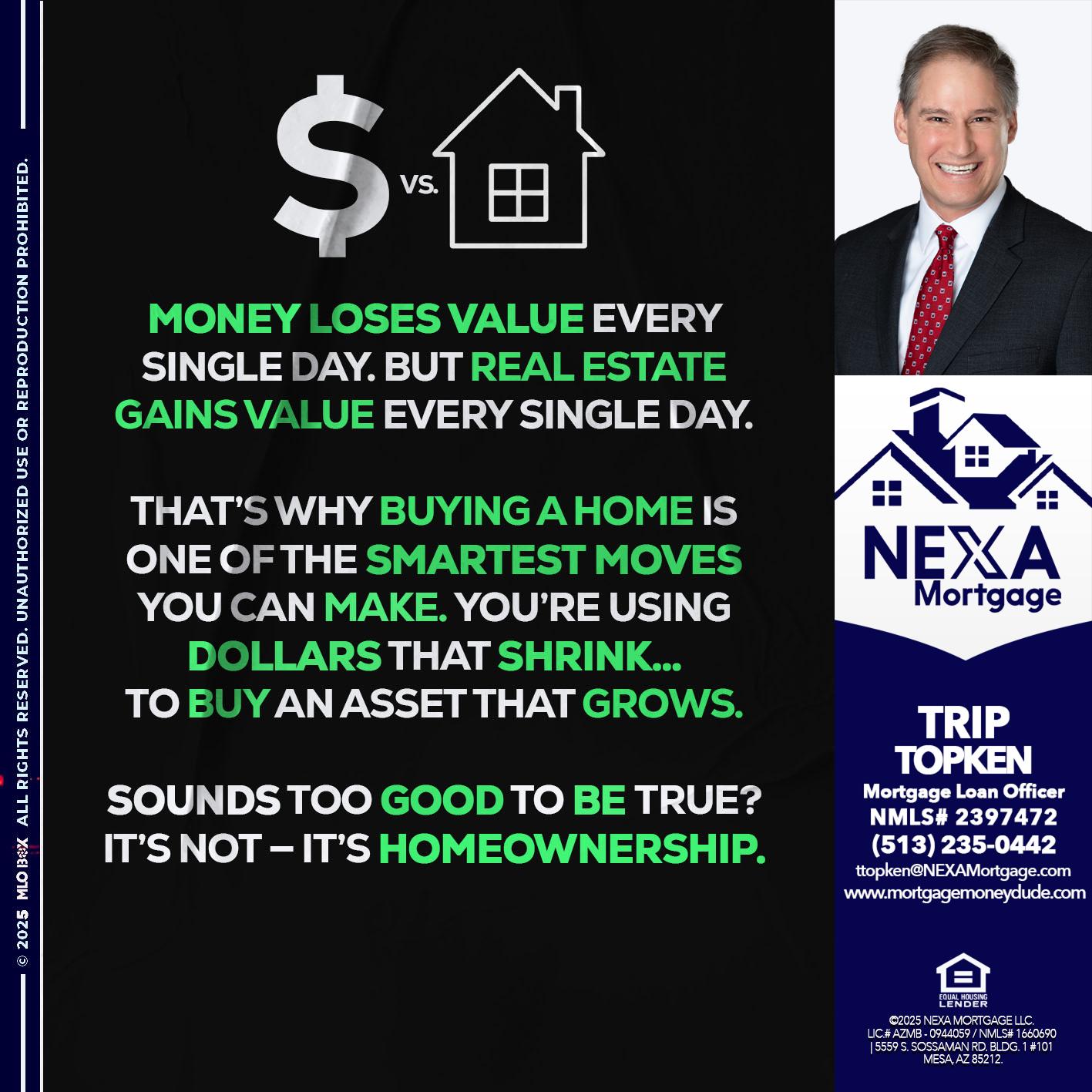 MONEY LOSES VALUE - Trip Topken -Mortgage Loan Officer
