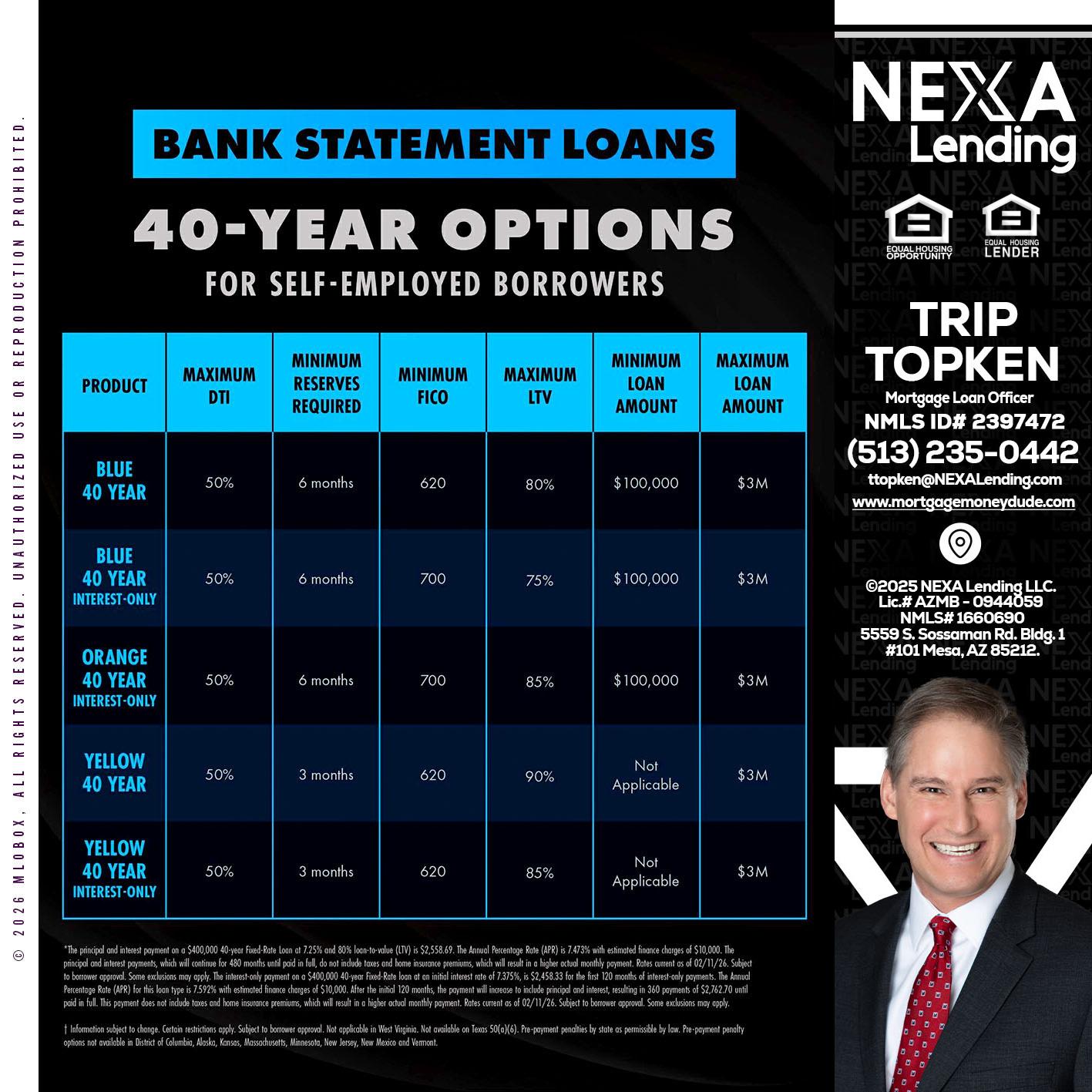 40 YR. OPTIONS - Trip Topken -Mortgage Loan Officer