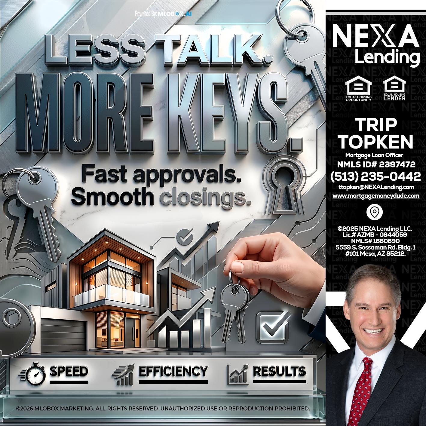 LESS TALK, MORE KEYS! - Trip Topken -Mortgage Loan Officer