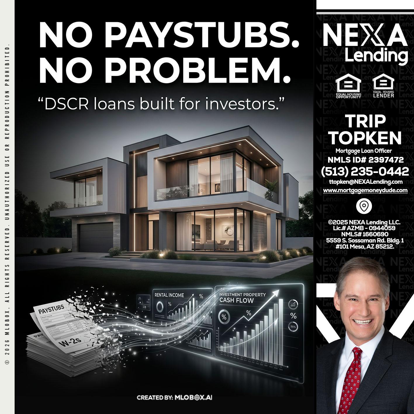 no paystub - Trip Topken -Mortgage Loan Officer