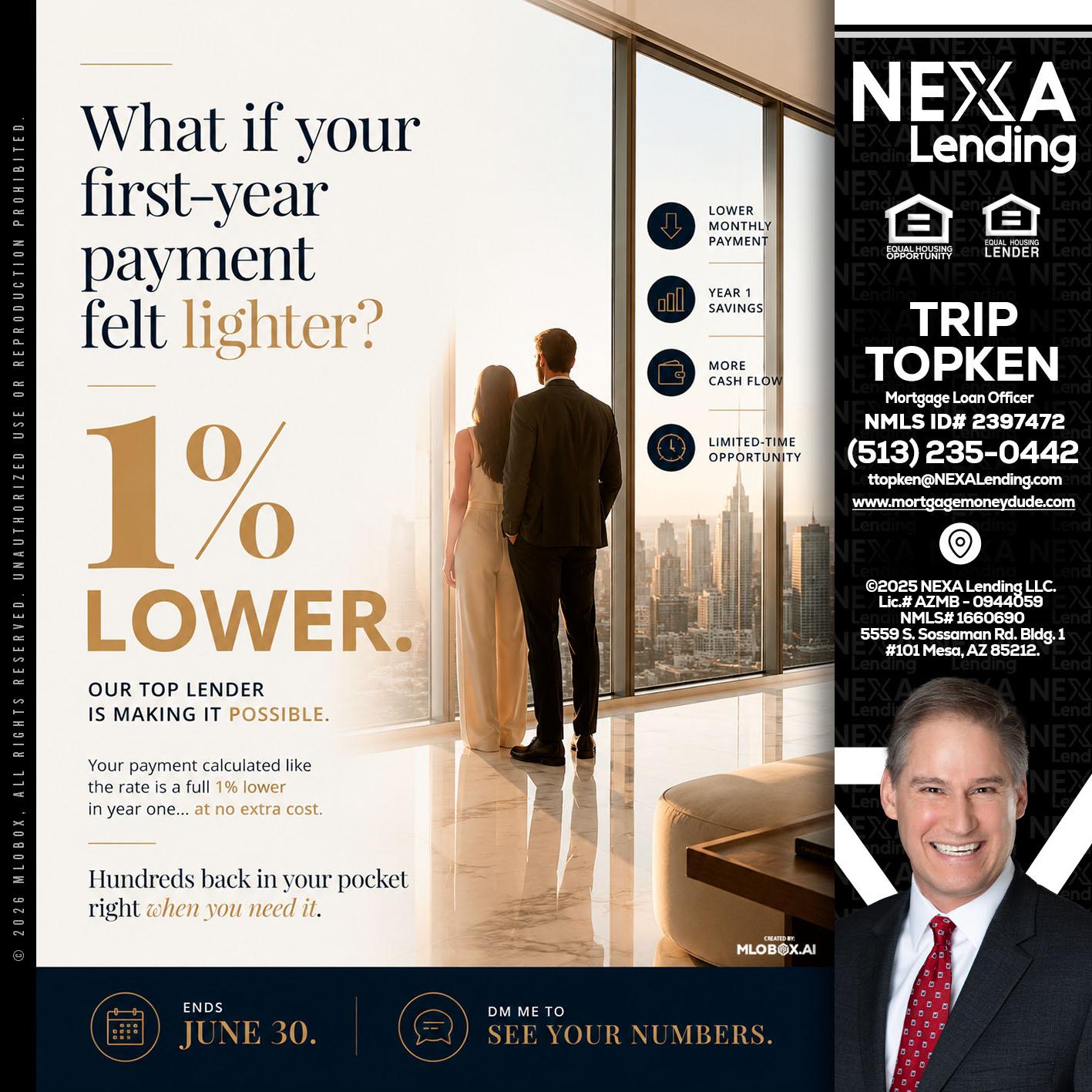1% lower - Trip Topken -Mortgage Loan Officer